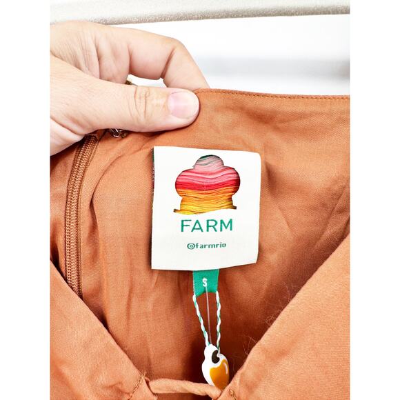 Farm Rio Caramel Brown Cut Out Maxi Dress Size S NWT - Picture 4 of 5